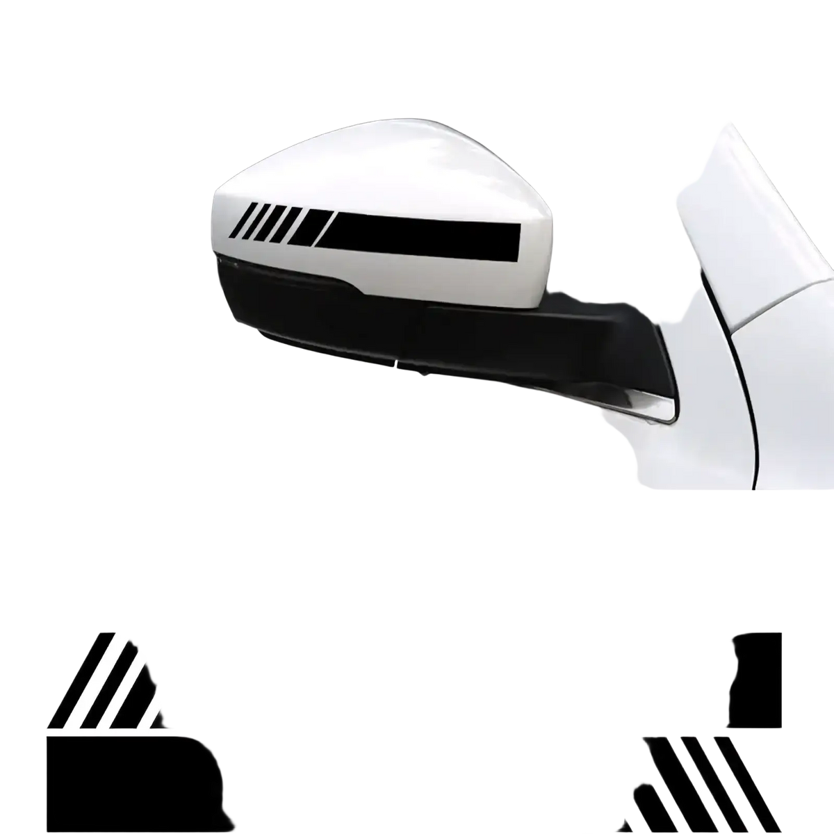 Car rearview mirror striped vinyl decals set featuring black and white striped vinyl for side mirror decoration