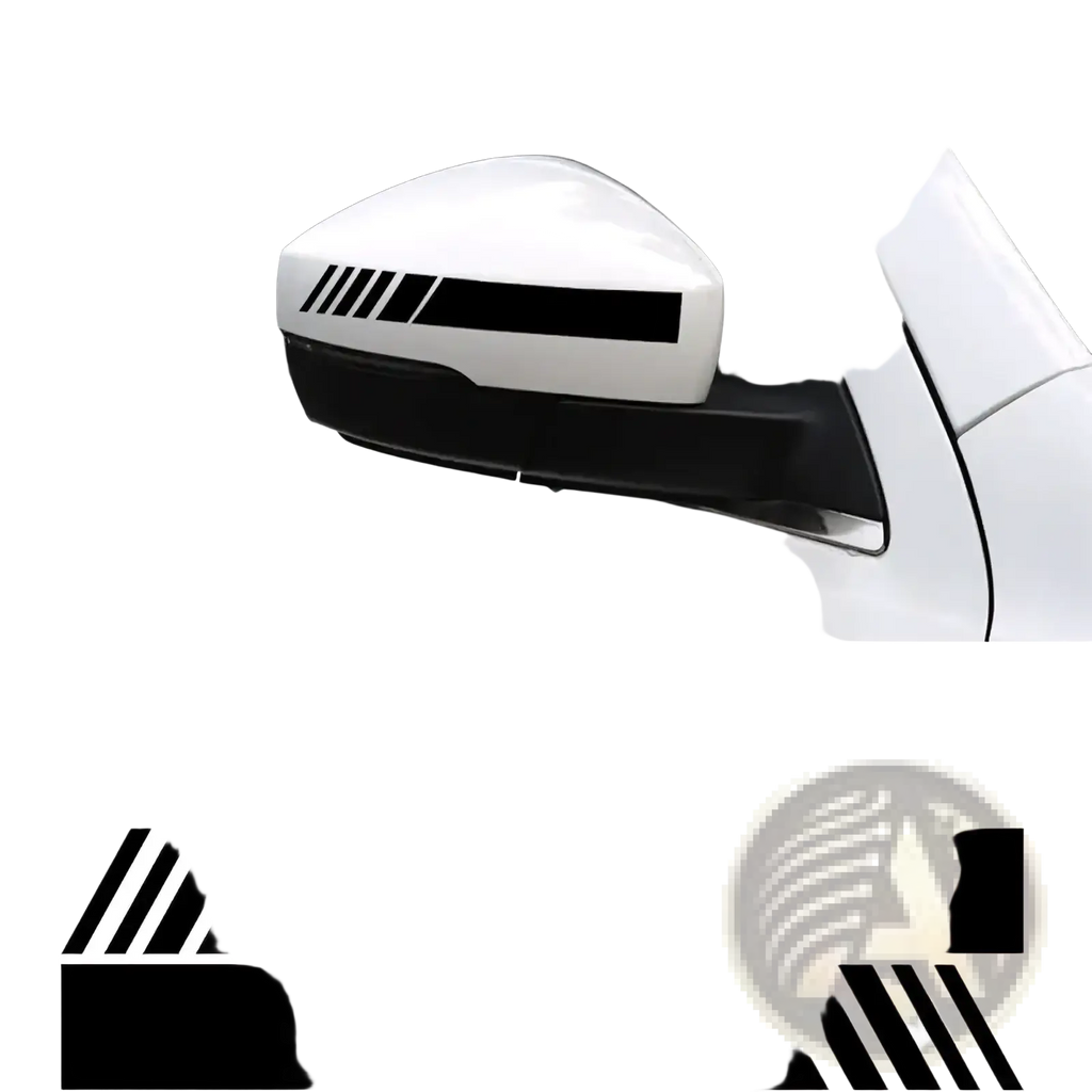 Car rearview mirror striped vinyl decals set with black and white stripes designed for car side mirror decoration