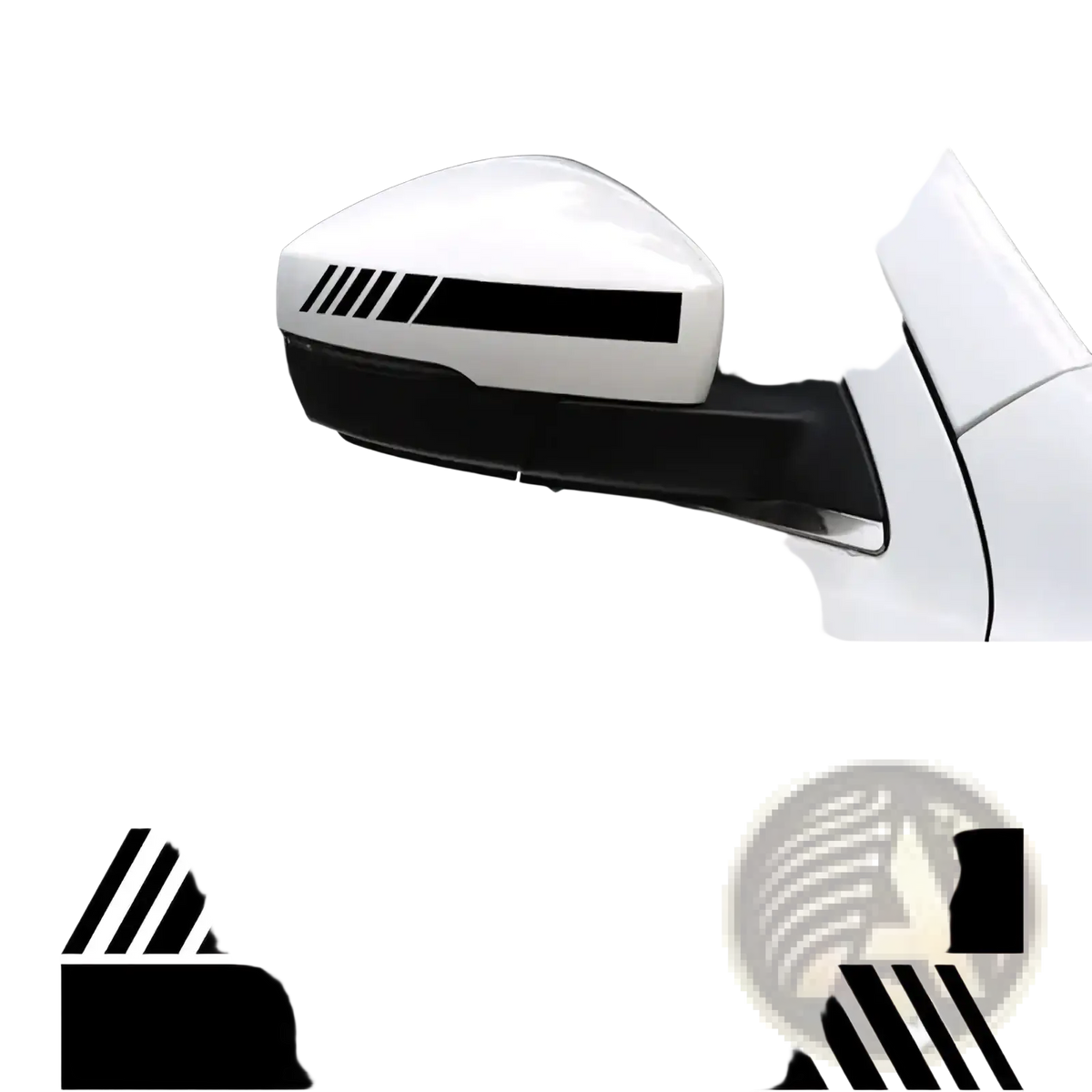 Car rearview mirror striped vinyl decals set with black and white stripes designed for car side mirror decoration