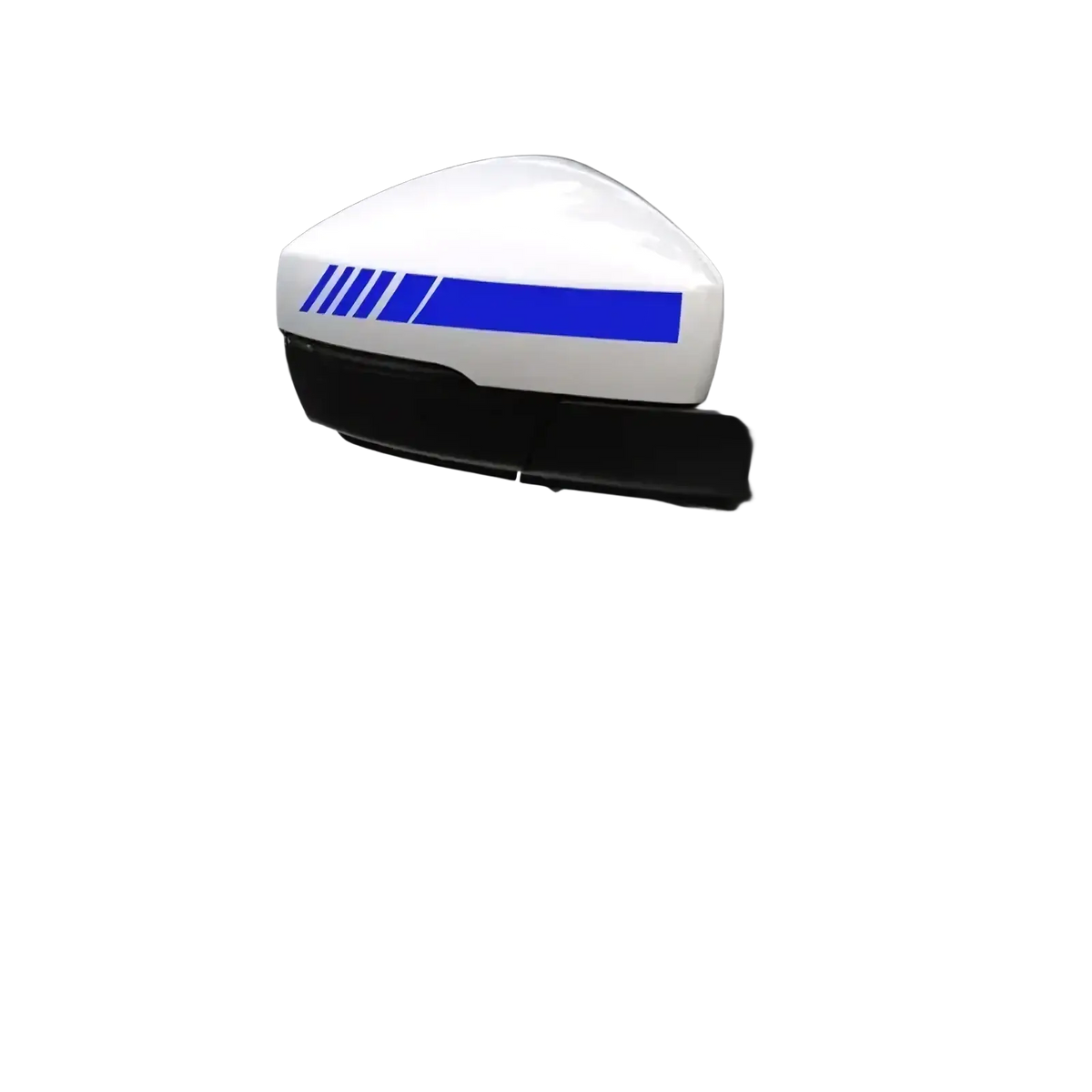 Blue vinyl racing stripe decal for car rearview side mirror in striped decals set for automotive customization
