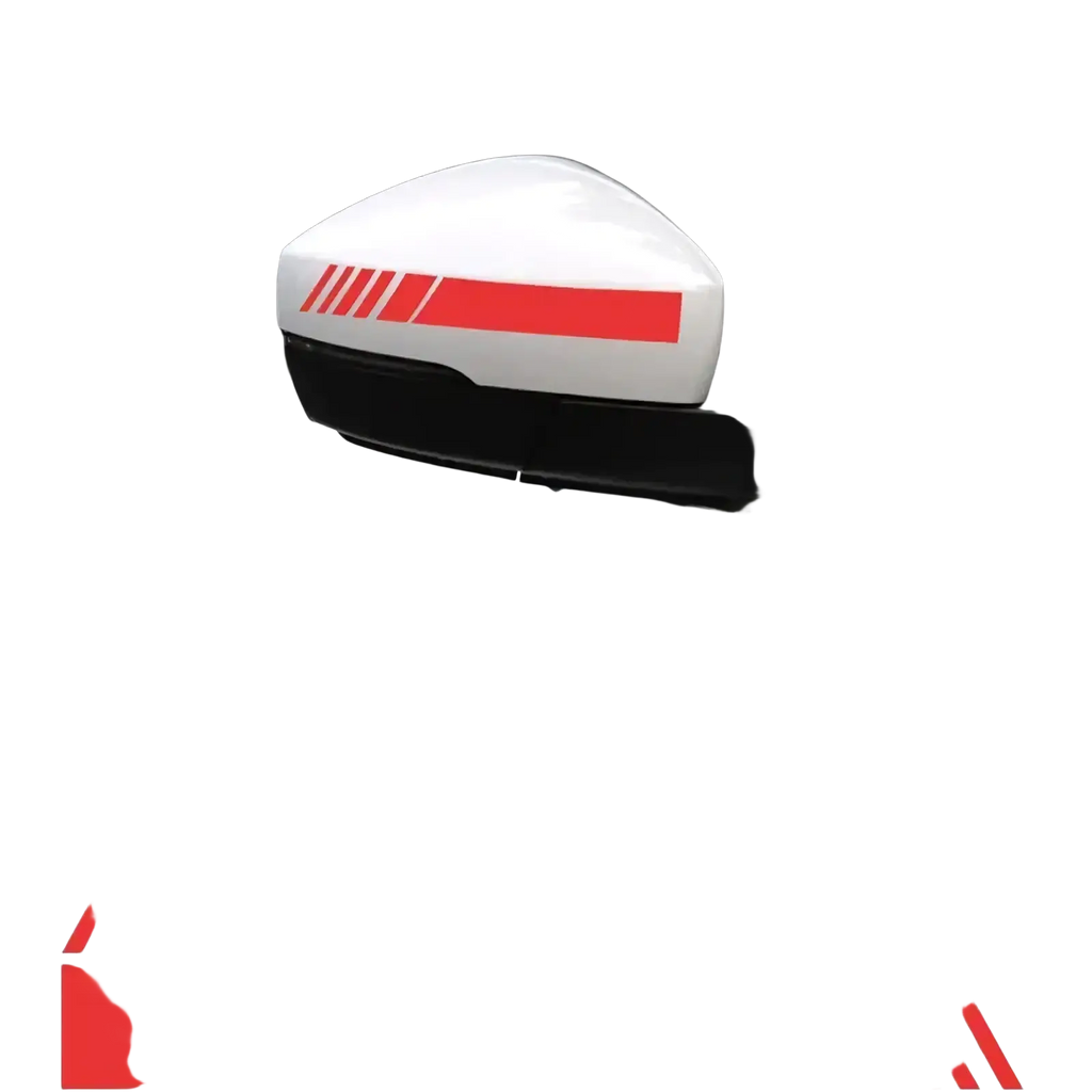 Car rearview mirror striped vinyl decals set featuring red and white striped vinyl decals for side mirror decoration
