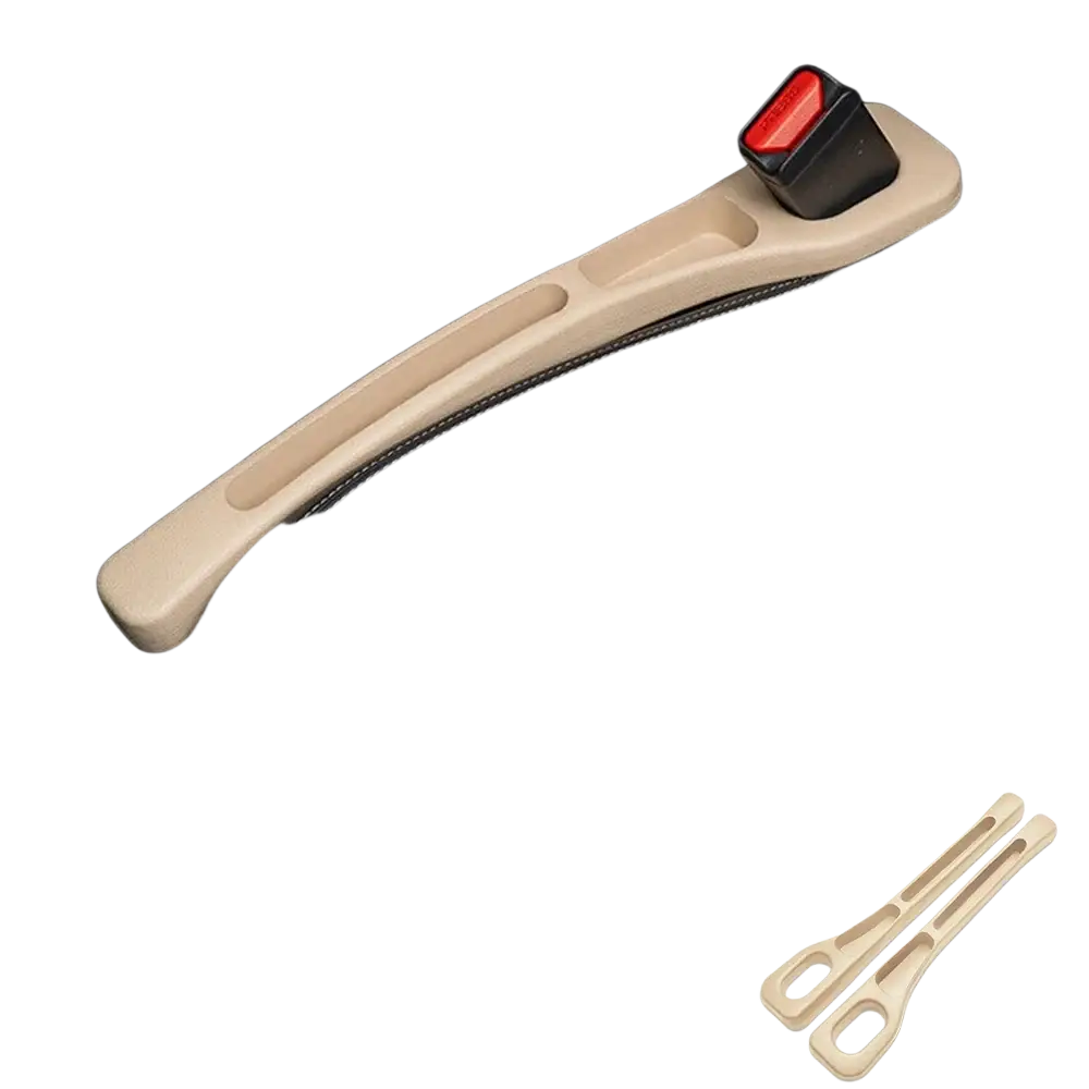 Beige rubber car seat gap filler 2pack with sleek ergonomic design and two integrated slots for secure placement