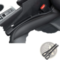Black plastic car seat gap filler 2pack with sleek ergonomic design and stitched edges for console organization