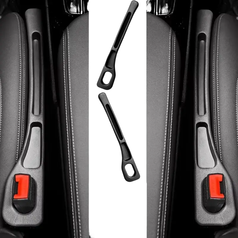 Black plastic car seat gap filler strips 2pcs with sleek ergonomic design for leakproof plug in classic seat gap