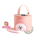 Pink cylindrical pu leather car seat organizer bucket with cartoon rabbit design and cony branding