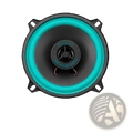A roadstar 5-inch car speaker with a black cone teal surround and central dust cap for universal hifi coaxial use