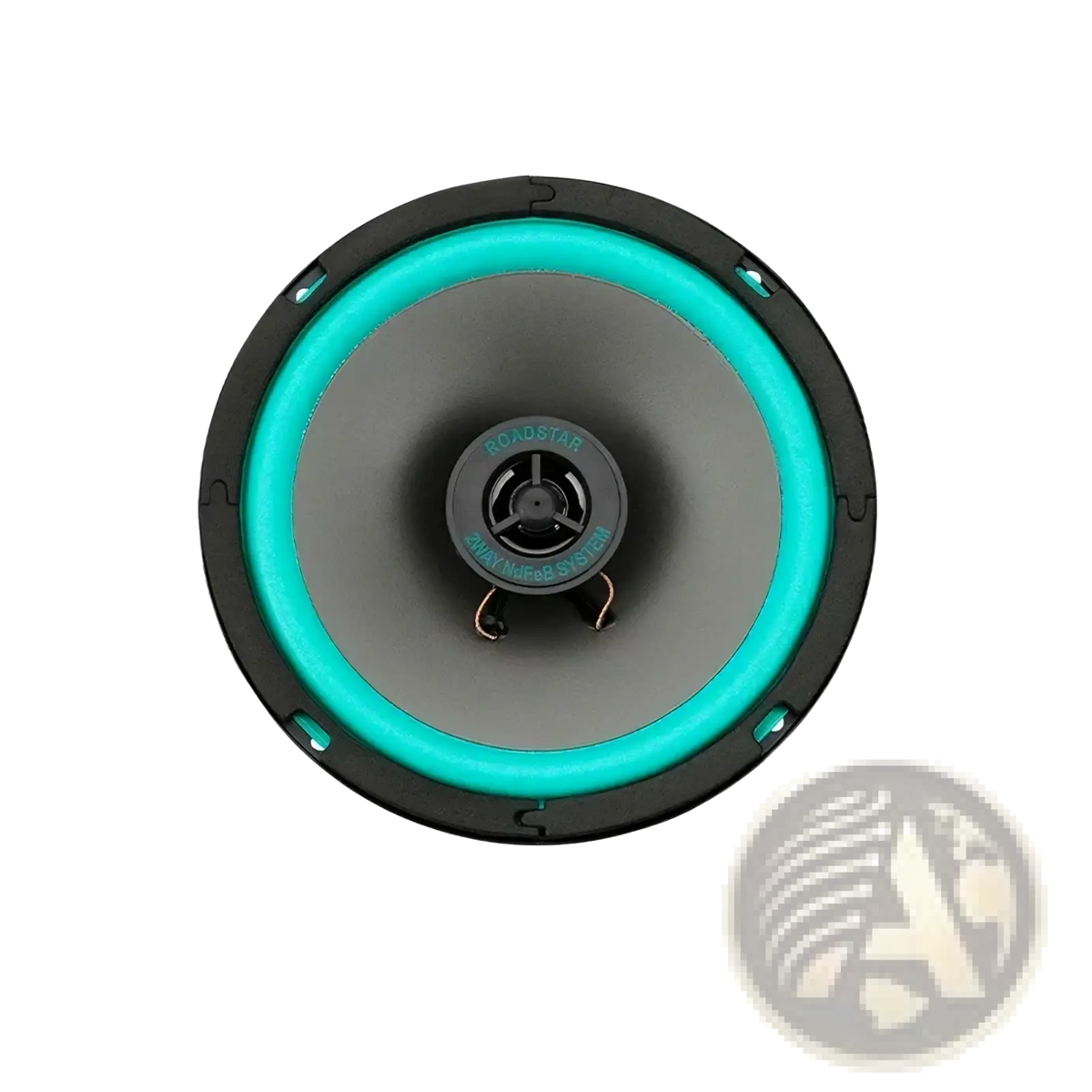 Car speakers universal hifi coaxial subwoofer 6.5-inch with black frame gray cone and teal accent ring