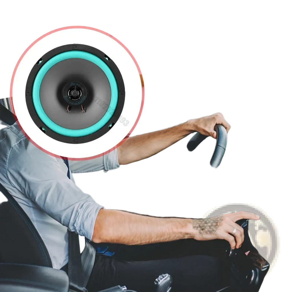 Teal and black car speakers universal hifi coaxial subwoofer audio stereo with circular design for car audio systems