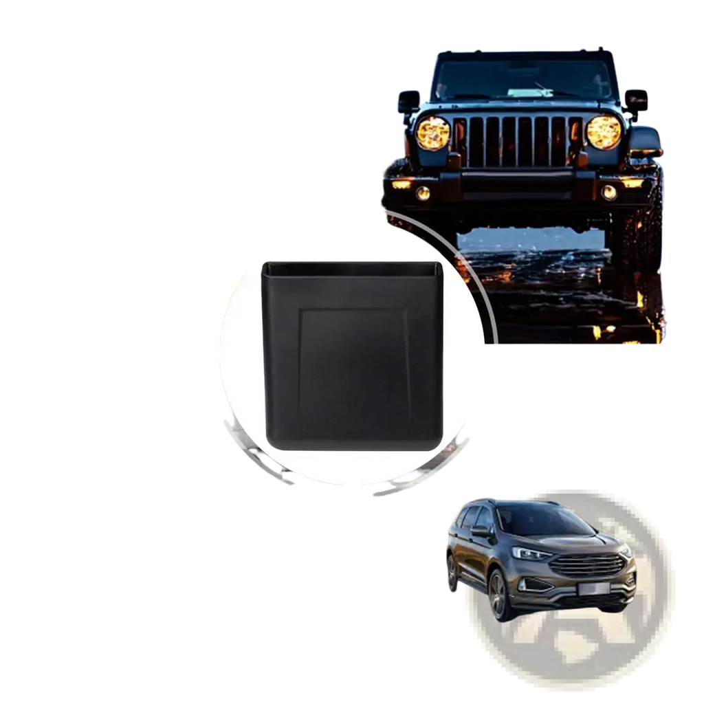 Black rectangular plastic car storage organizer abs dash pocket mount with a subtle raised panel on the front