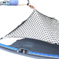 Black nylon car trunk cargo net with diamond pattern for organized storage and secure transport of items