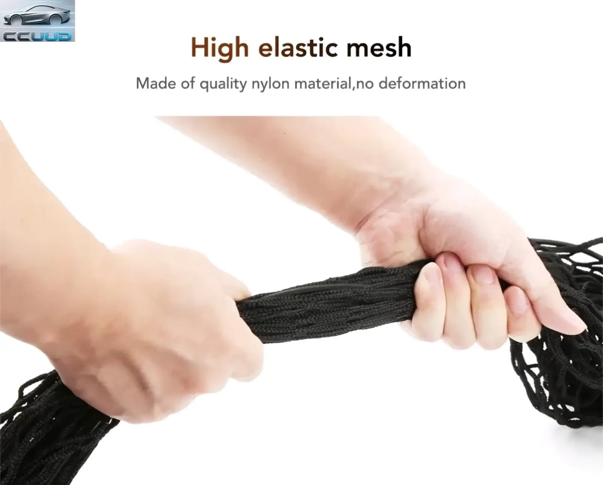 Black high elastic mesh net made of quality nylon material for car trunk cargo storage organizer