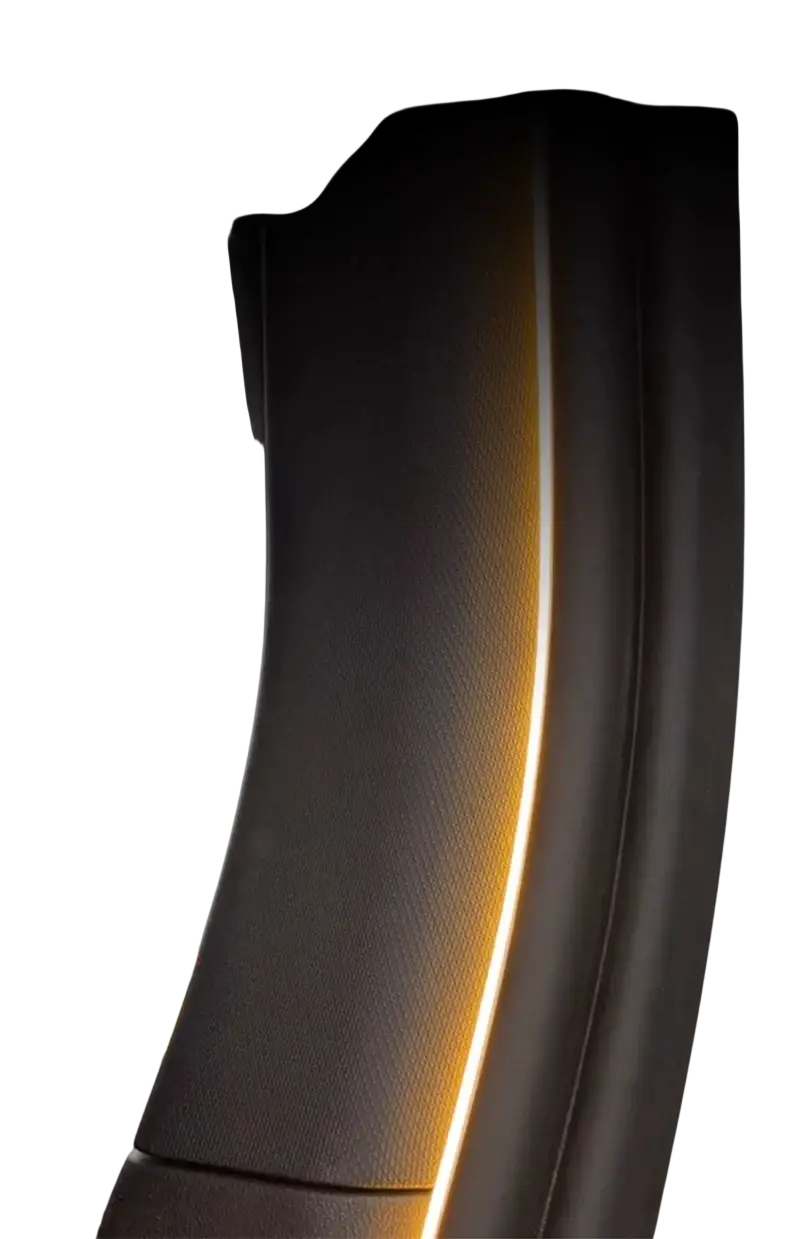 Black textured car trunk lighting Baic 212 T01 2024 with glowing amber light strip for modified auto trunk fit