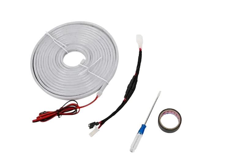 White led car trunk lighting strip with black wiring and connectors for trunk lighting fit in modified auto trunk baic 212 t01 2024