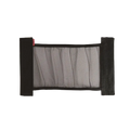 Black mesh car trunk organizer with elastic side panels for flexible storage and organization
