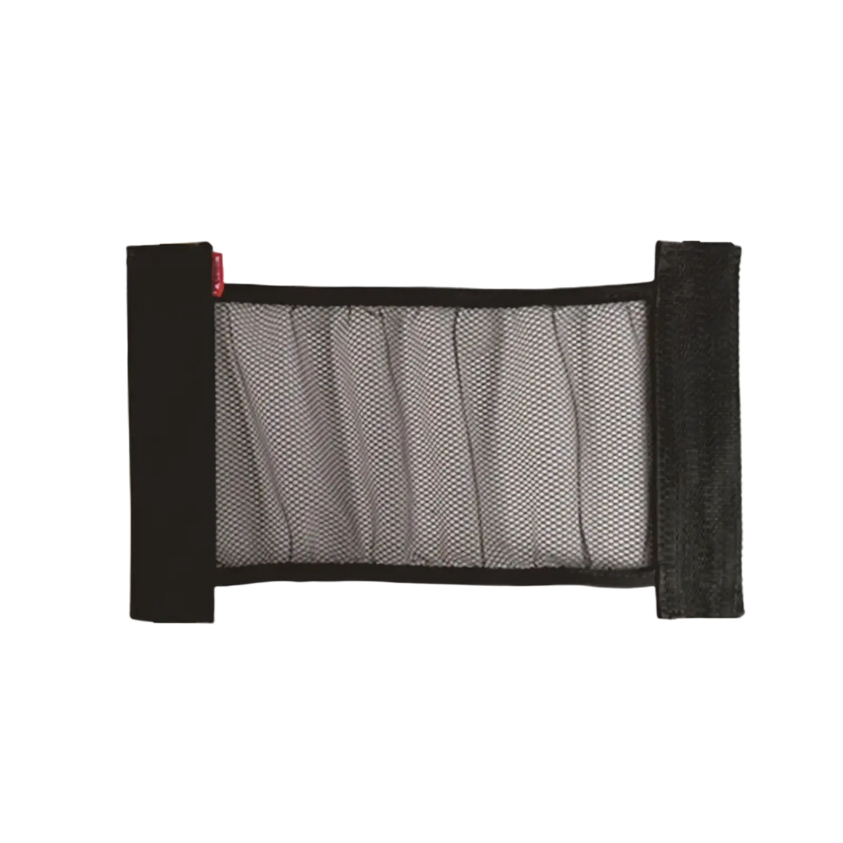 Black mesh car trunk organizer with elastic side panels for flexible storage and organization