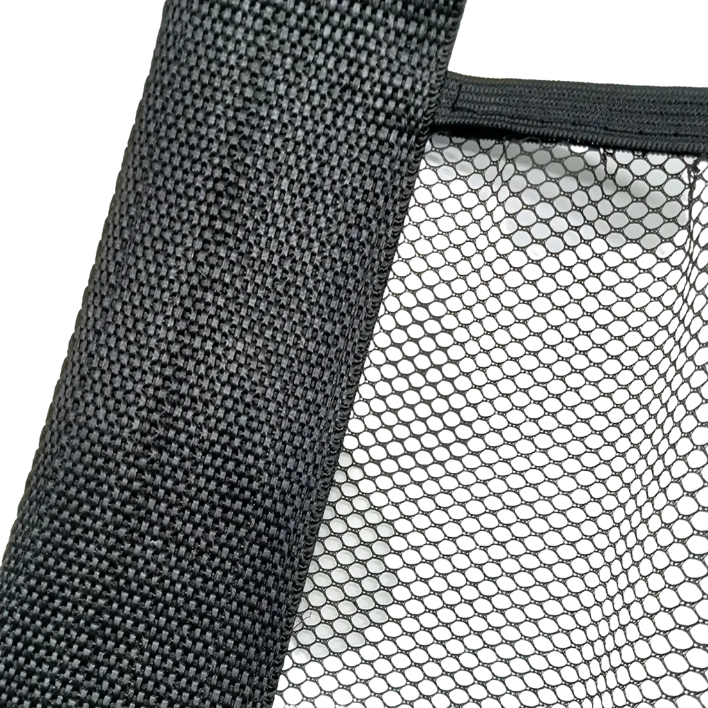 Black mesh car trunk organizer with woven fabric edge elastic storage net for vehicle use