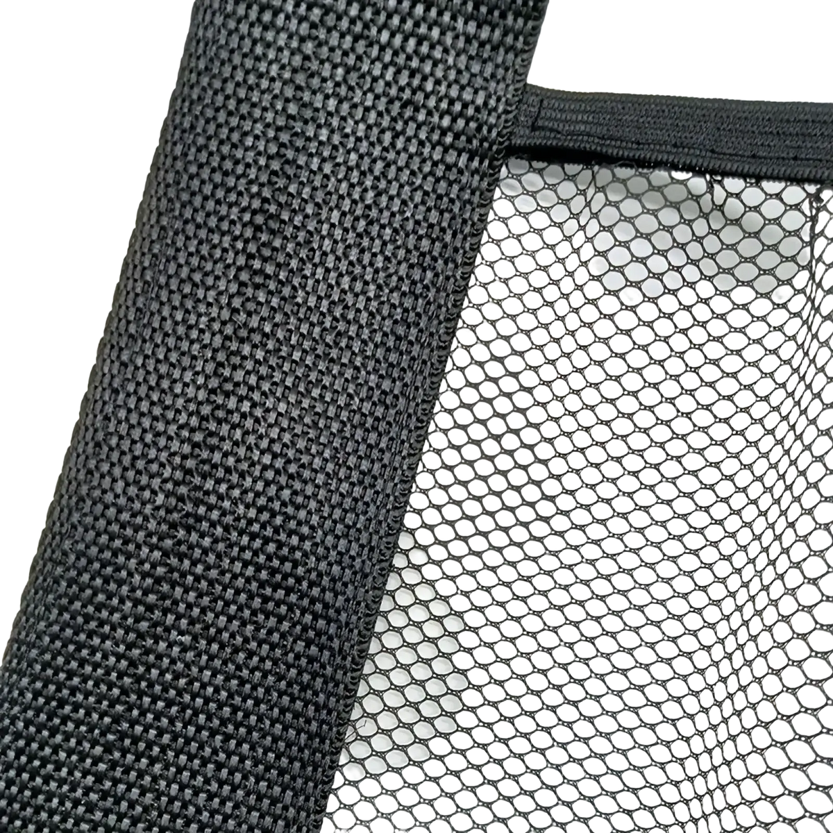Black mesh car trunk organizer with woven fabric edge elastic storage net for vehicle use