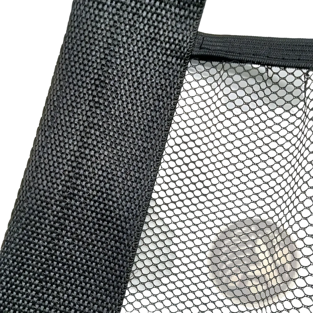Black mesh car trunk organizer with woven fabric edge elastic storage net for vehicle use