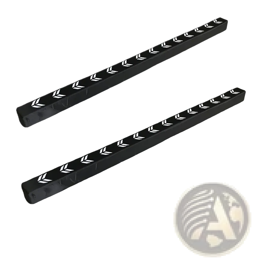 Black plastic car door handle trim strips with white chevron patterns for car trunk organizer flexible anti-collision stick