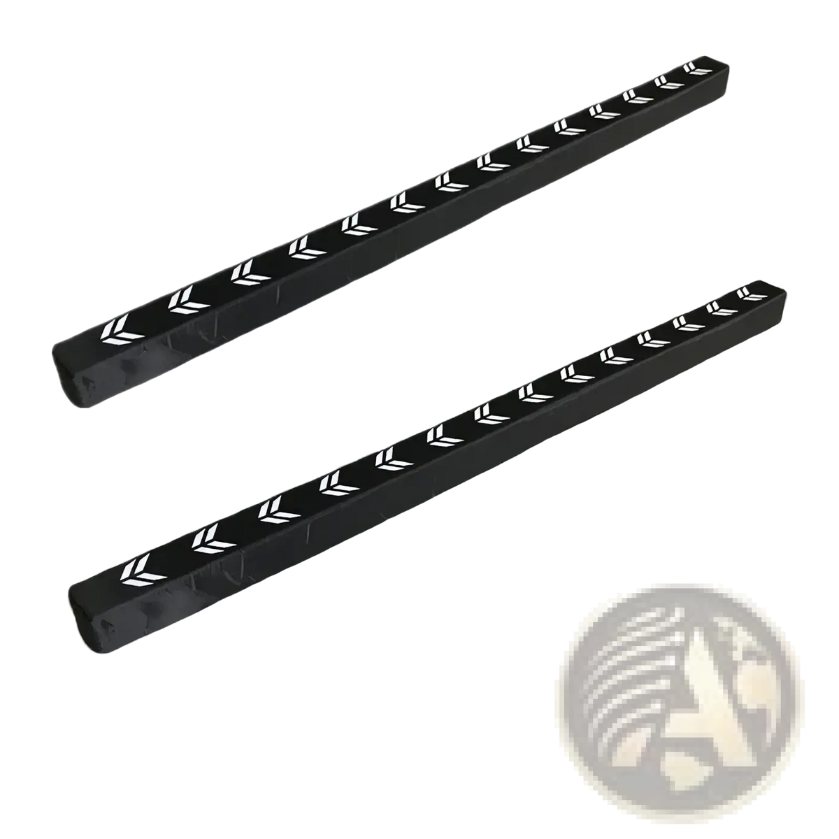 Black plastic car door handle trim strips with white chevron patterns for car trunk organizer flexible anti-collision stick