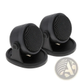 Black plastic car tweeter speakers with perforated grilles and mounting bases for high frequency hifi audio 20w use