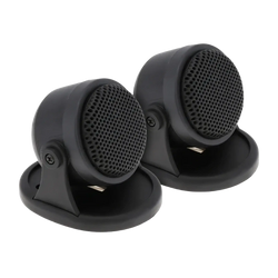 Black plastic car tweeter speakers with perforated grilles and mounting bases for high frequency hifi audio 20w use