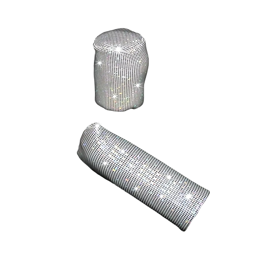Sparkling silver rhinestone gear shift and handbrake cover set from bling rhinestone steering wheel cover collection