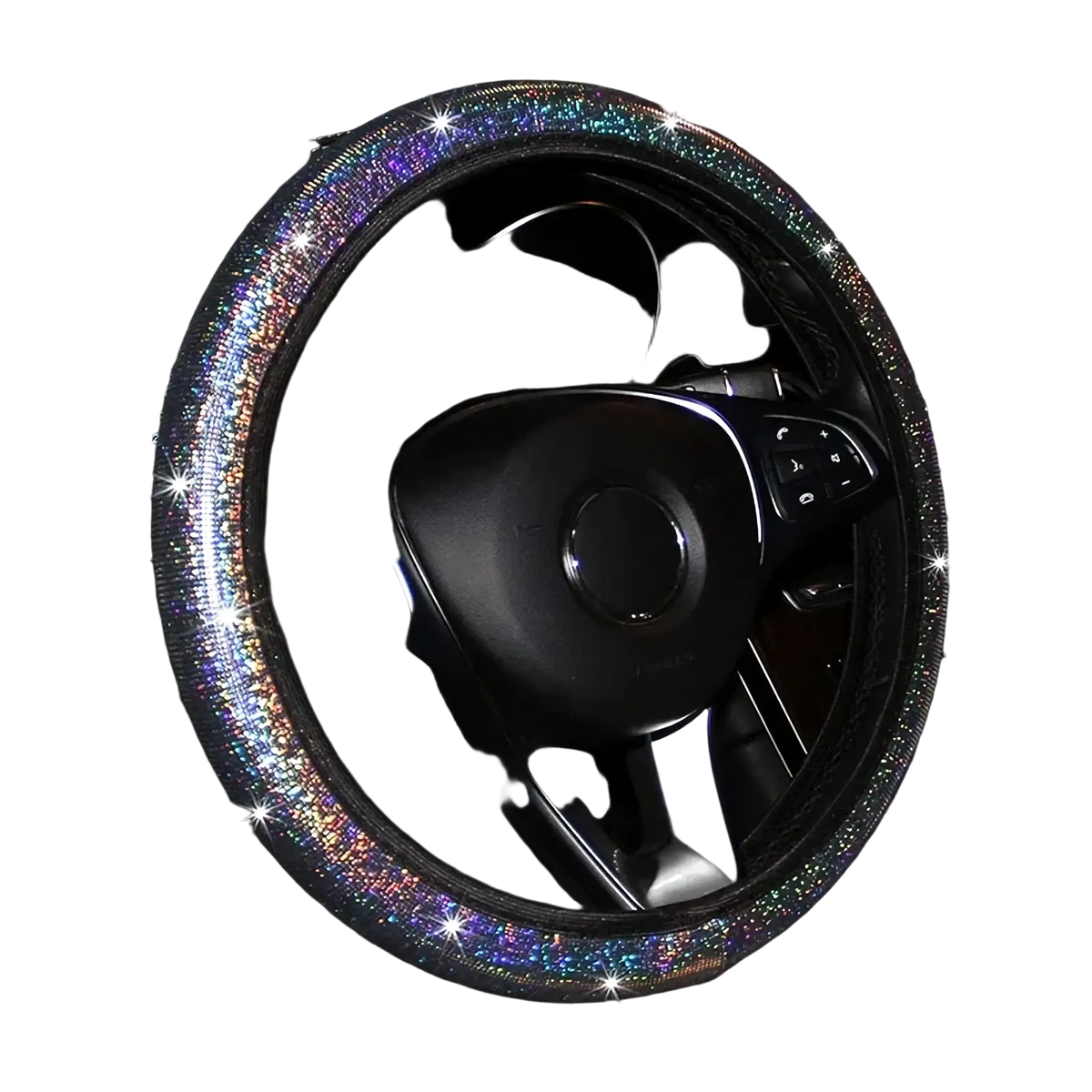 Bling rhinestone steering wheel cover sparkling iridescent rhinestone-studded design for car interior decor