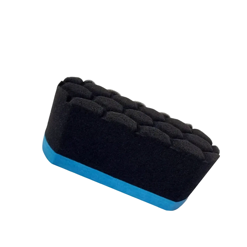 Car wash sponge dual sided detailing pad with black and blue dual sides and textured quilted top surface
