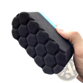 Car wash sponge dual sided detailing pad black hexagonal foam with a blue edge for efficient cleaning