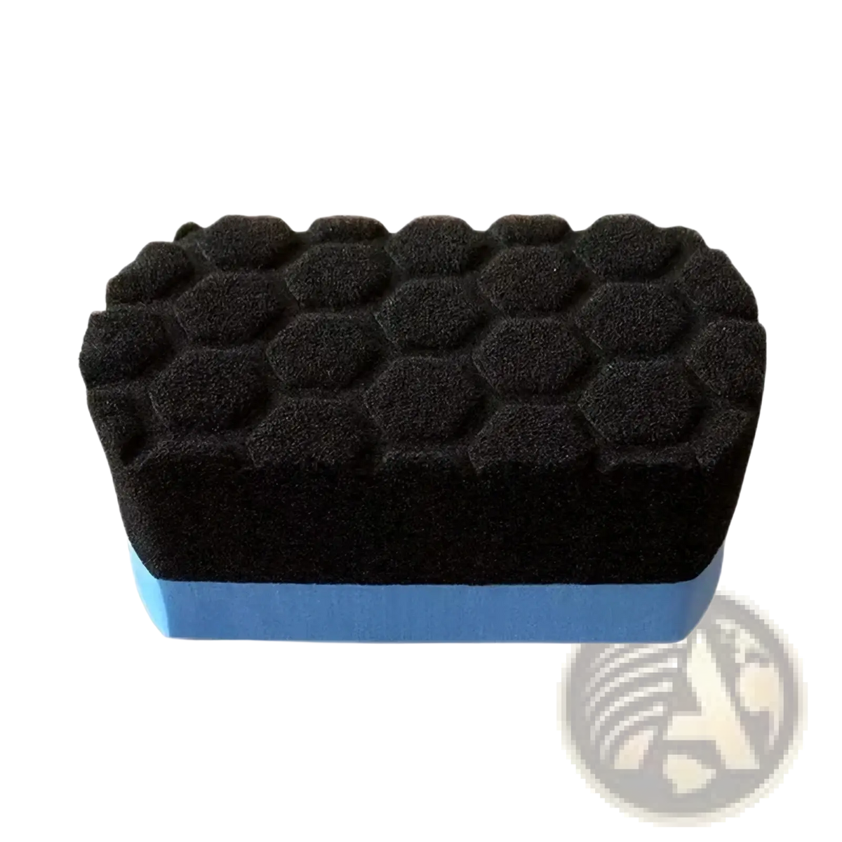 Car wash sponge dual sided detailing pad with black hexagonal sponge and blue base for efficient cleaning