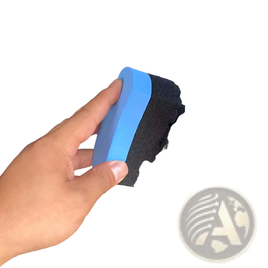 Blue and black dual sided car wash sponge detailing pad with sponge and brush for effective vehicle cleaning