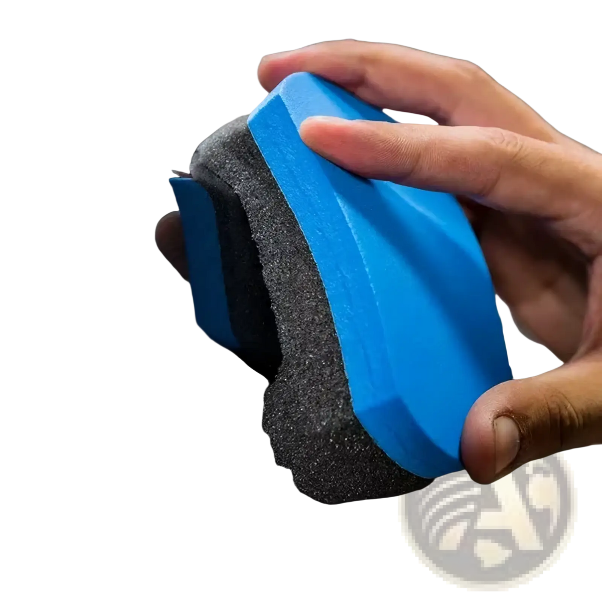 Car wash sponge dual sided detailing pad with blue and gray textured abrasive surface for effective cleaning