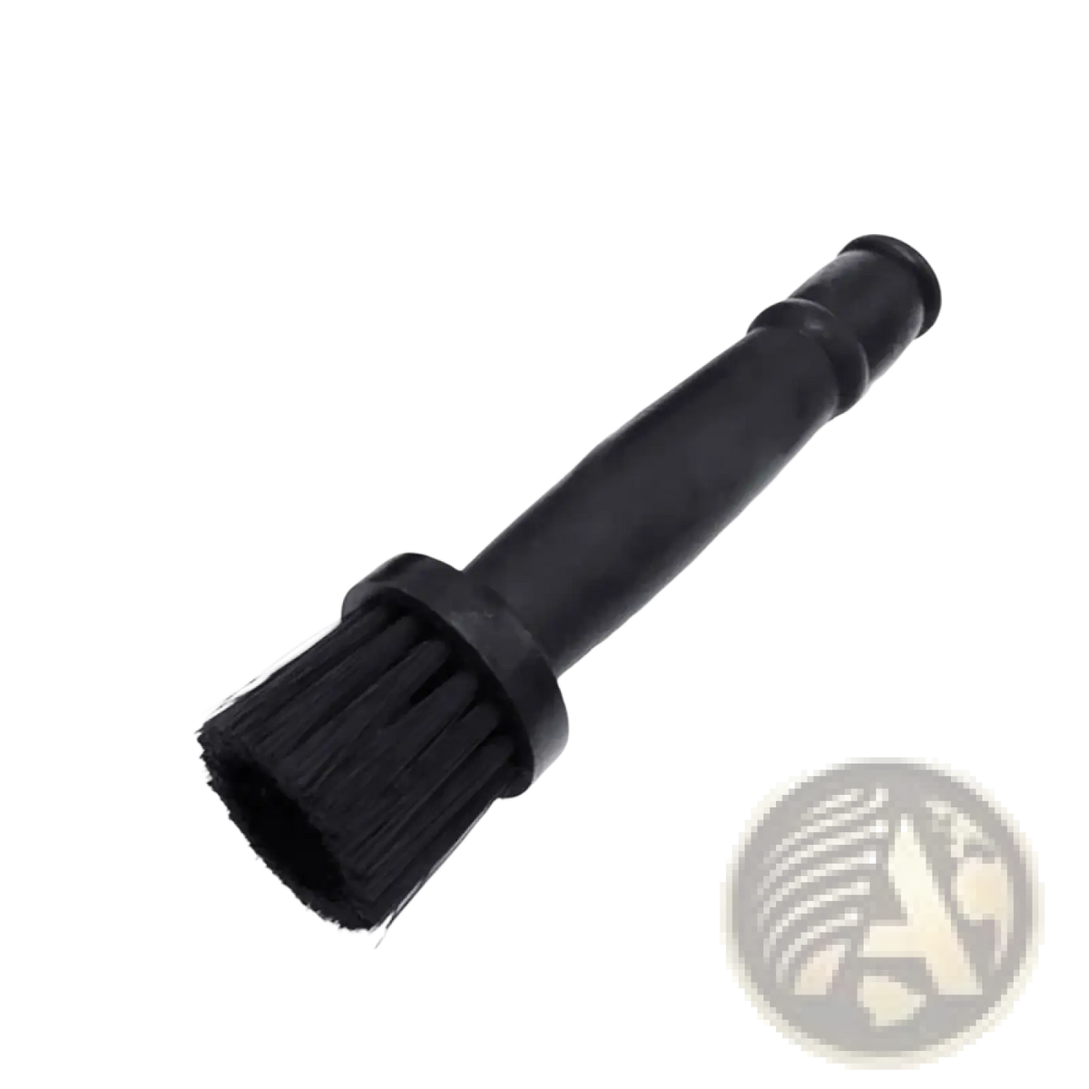 Black plastic car wheel detailing brush with dense stiff bristles for rim cleaning and maintenance