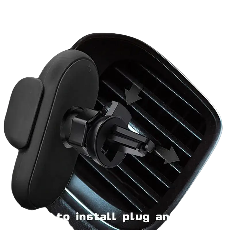 Black magnetic car wireless charger with adjustable clamp and sleek minimalist design for fast charging mount