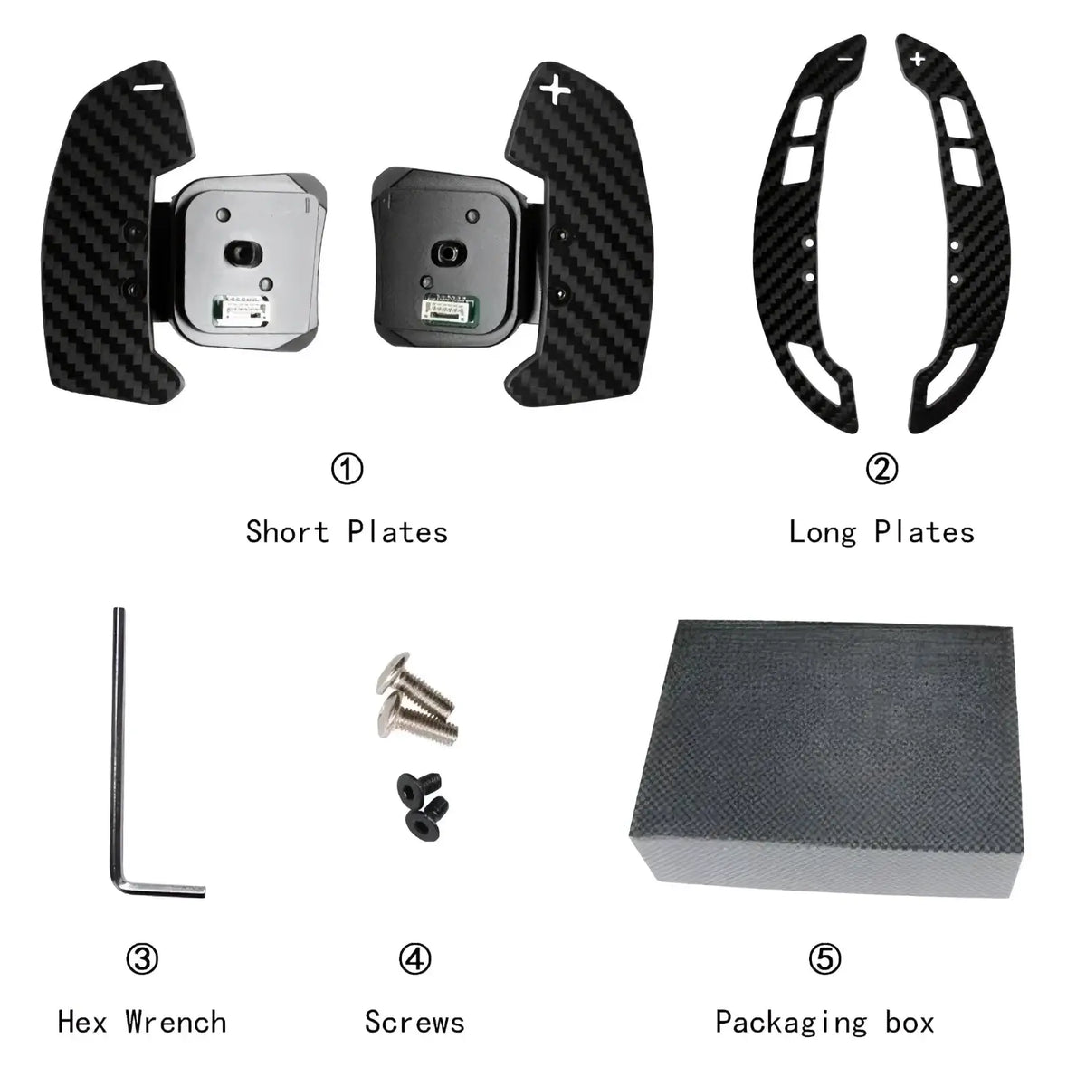 Black carbon fiber audi r8 magnetic shift paddles with sleek textured finish and metallic mounting plates