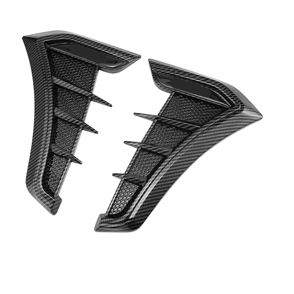 Carbon fiber car fender side vent grille cover with black carbon fiber side skirt vents 17cm wide 24cm tall