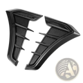 Carbon fiber car fender side vent grille cover with black glossy plastic honeycomb mesh air intake vents and angular edges