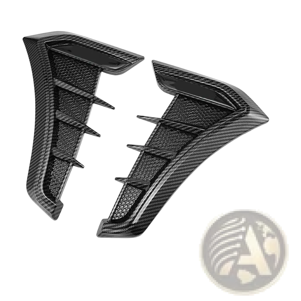 Carbon fiber car fender side vent grille cover with black carbon fiber side skirt vents 17cm wide 24cm tall