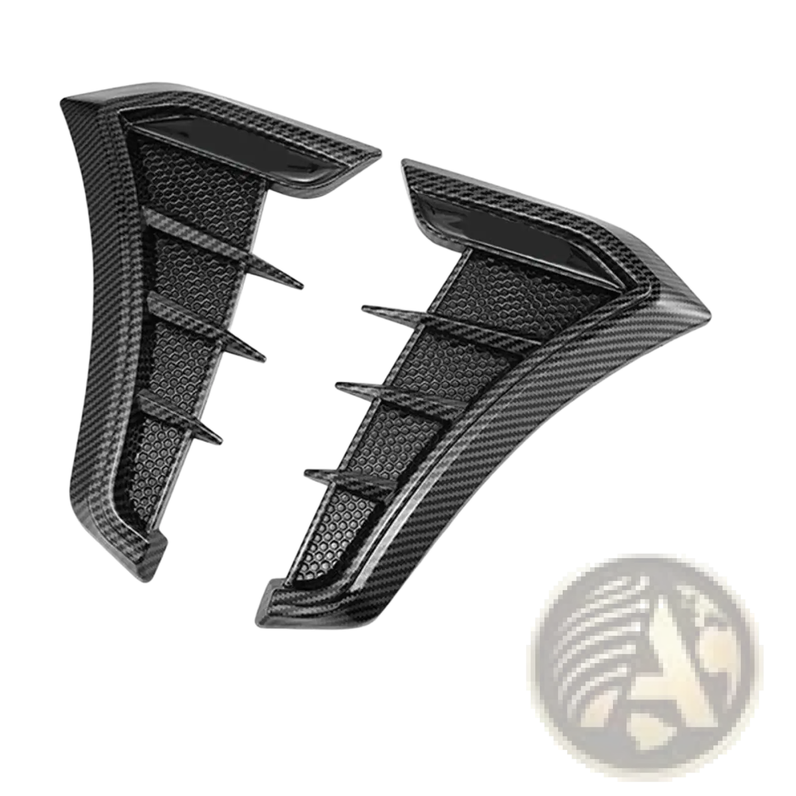 Carbon fiber car fender side vent grille cover with black carbon fiber side skirt vents 17cm wide 24cm tall