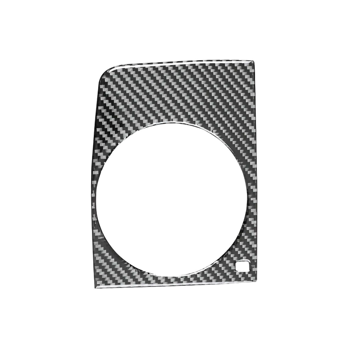 Carbon fiber cup holder trim for audi q7 2007-2015 with circular cutout and sleek diagonal weave pattern speaker cover