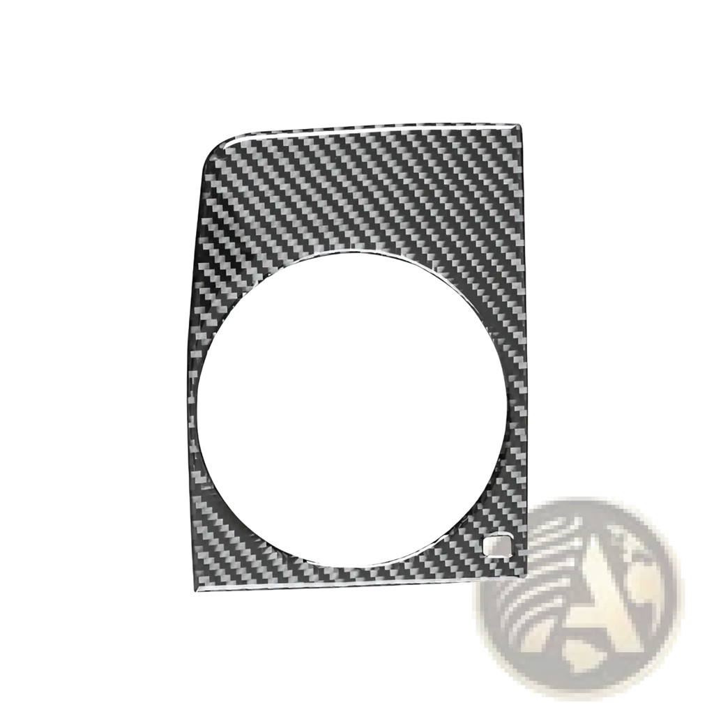 Carbon fiber cup holder trim for audi q7 2007-2015 with circular cutout and sleek diagonal weave pattern speaker cover