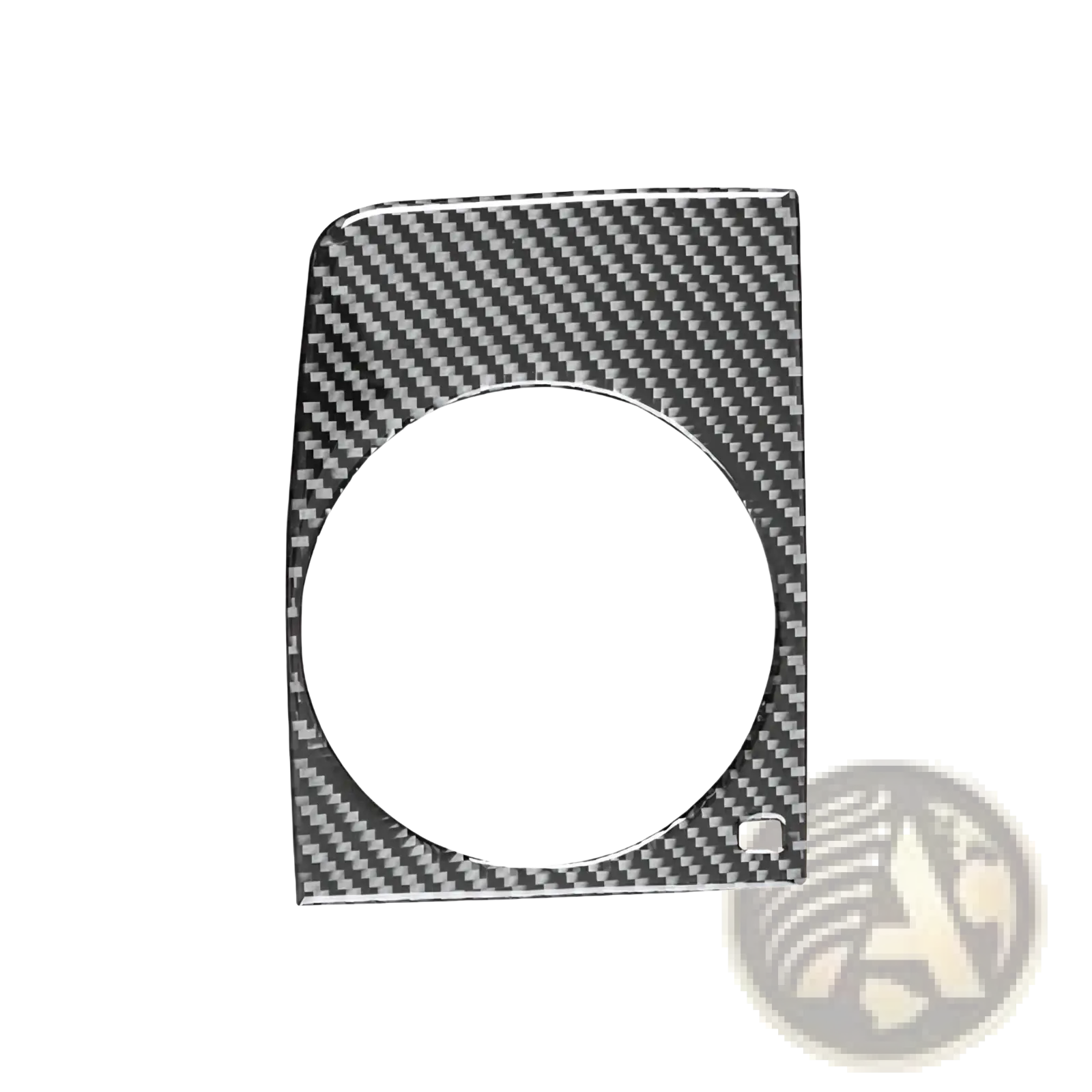Carbon fiber cup holder trim for audi q7 2007-2015 with circular cutout and sleek diagonal weave pattern speaker cover