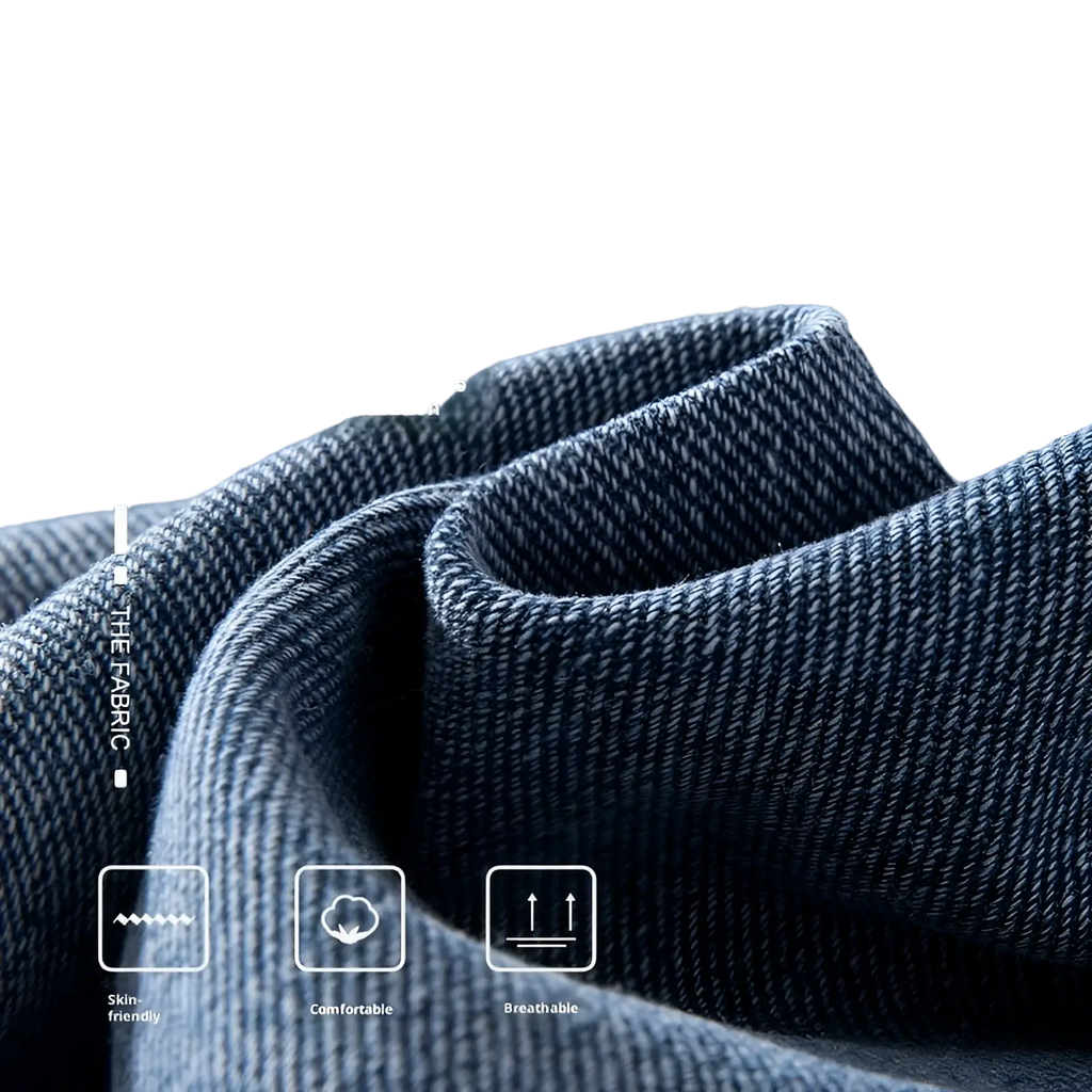 Dark blue denim fabric with smooth flat texture and subtle diagonal weave for cargo denim shorts light wash streetwear