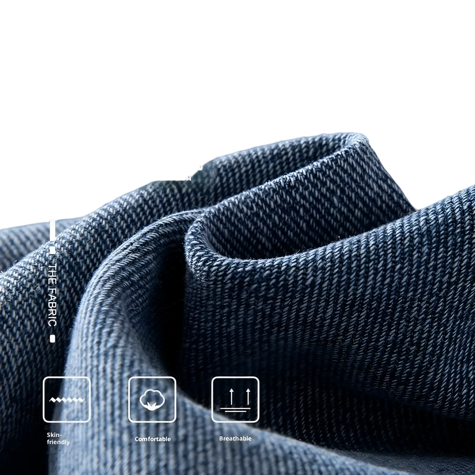 Dark blue denim fabric with smooth flat texture and subtle diagonal weave for cargo denim shorts light wash streetwear