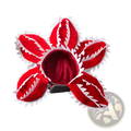 Red velvet flower-shaped plush pet costume with white jagged teeth trim carnivorous flower dog hat