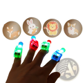 Colorful led cartoon finger projection lamps 10 pack with animal projections luminous toy for kids