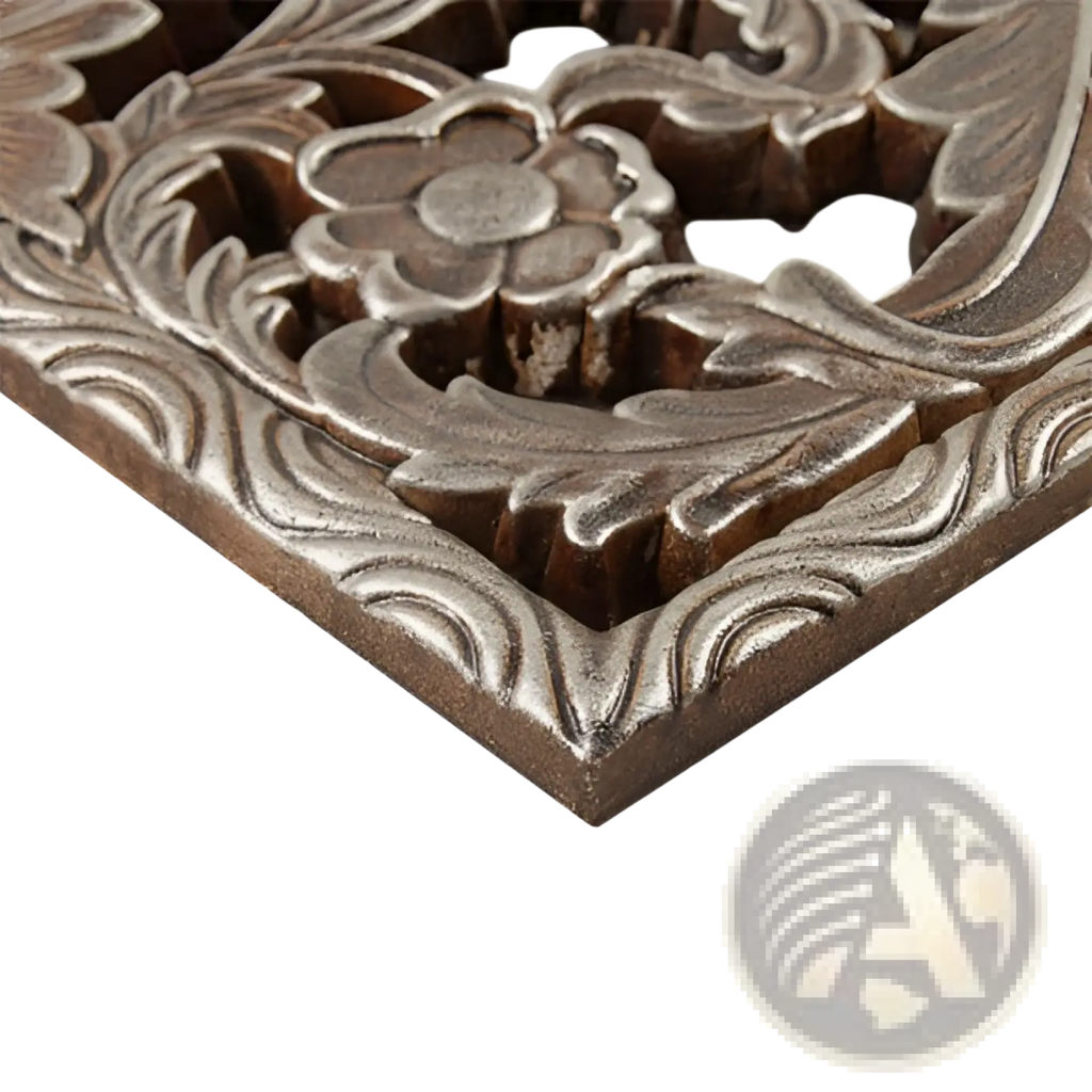 Antique bronze-colored carved wood wall decor set featuring intricate floral and leaf botanical panels