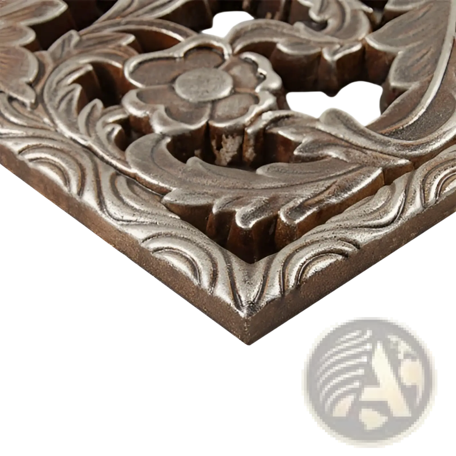 Antique bronze-colored carved wood wall decor set featuring intricate floral and leaf botanical panels