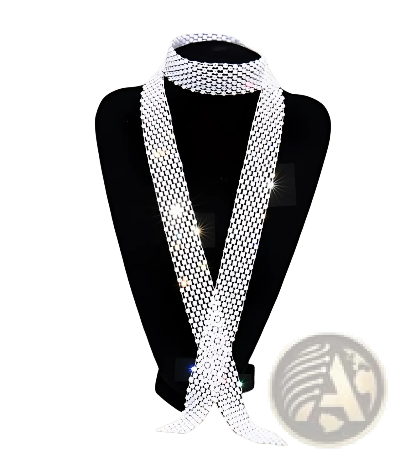 A sparkling white crystal multi strand choker necklace with a cascading design showcasing elegance and style